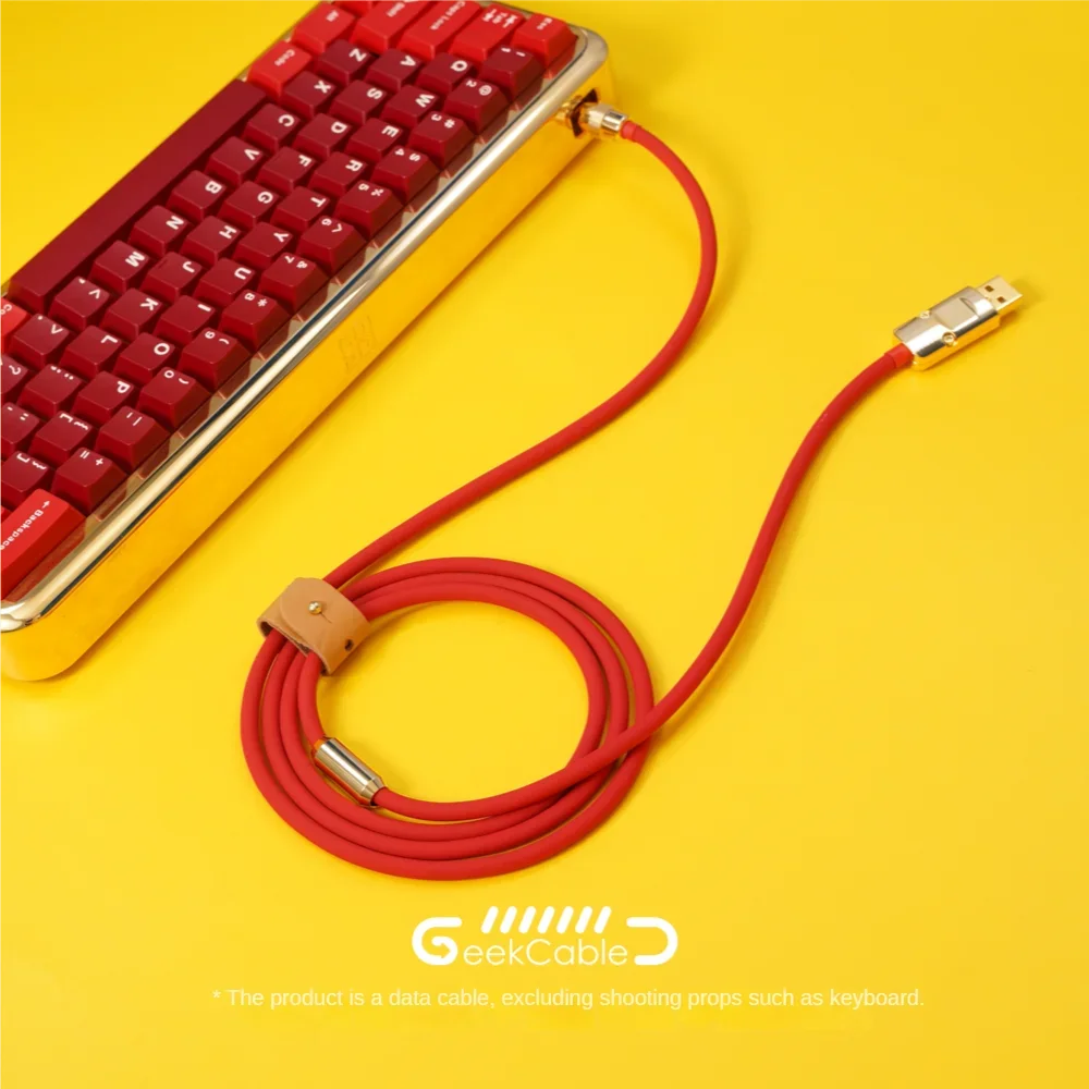 GeekCable Pure Handmade Custom Computer Mechanical Keyboard Data Cable Super Silicone Gold Hardware 150cm