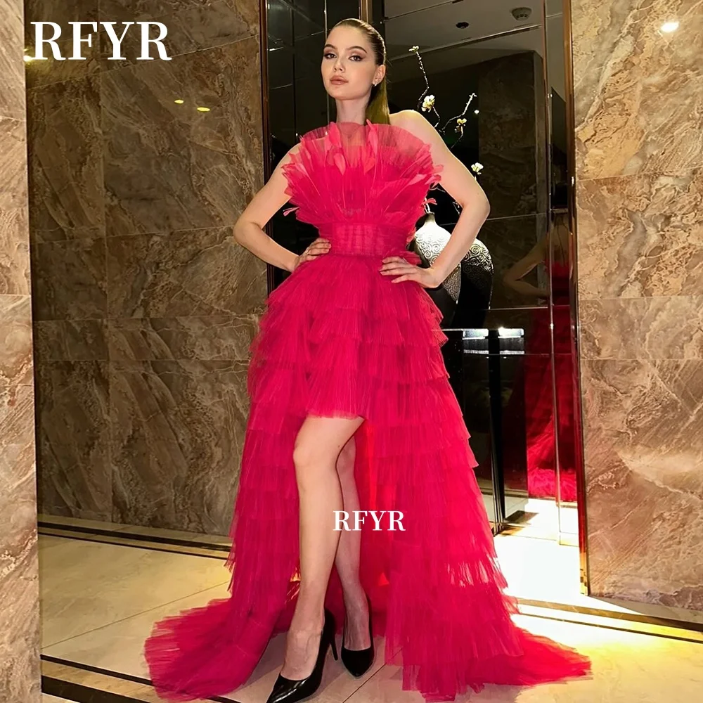 

RFYR High Low Party Dress Prom Gowns Multi Layers Princess Gowns A Line Evening Gowns Formal Occasion Gowns Women Customized