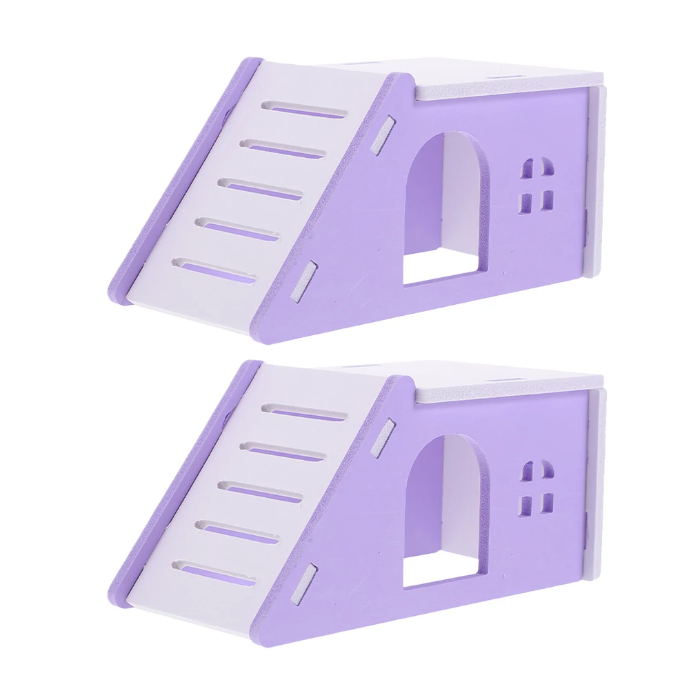 

2Pcs Hamster Hideout House Ramp Small Animal Villa Hideaway for Syrian Hamster Guinea Pig Cage Accessory Sleeping Rest