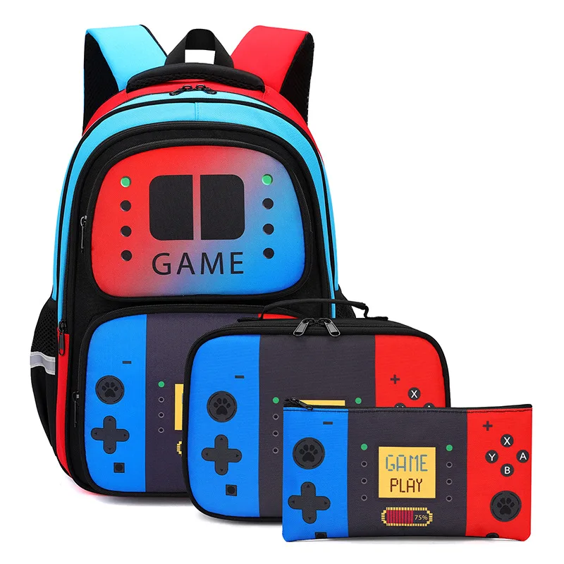 

Creative game console printed school backpack 3pecs/set backpacks for teenage boys girls Nylon waterproof school bags book bags
