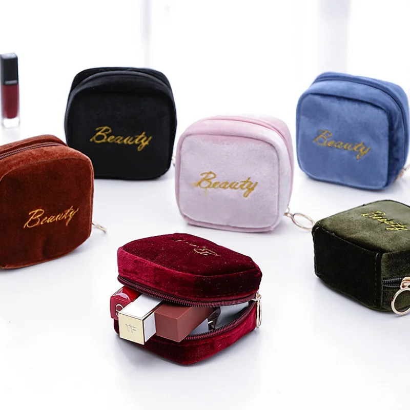 بسيطة صغيرة مخزن للمكياج حقيبة السيدات المحمولة أحمر الشفاه مفتاح عملة كابل نقل بيانات المنظم الحقيبة فتاة المناديل الصحية حمل حقيبة #1