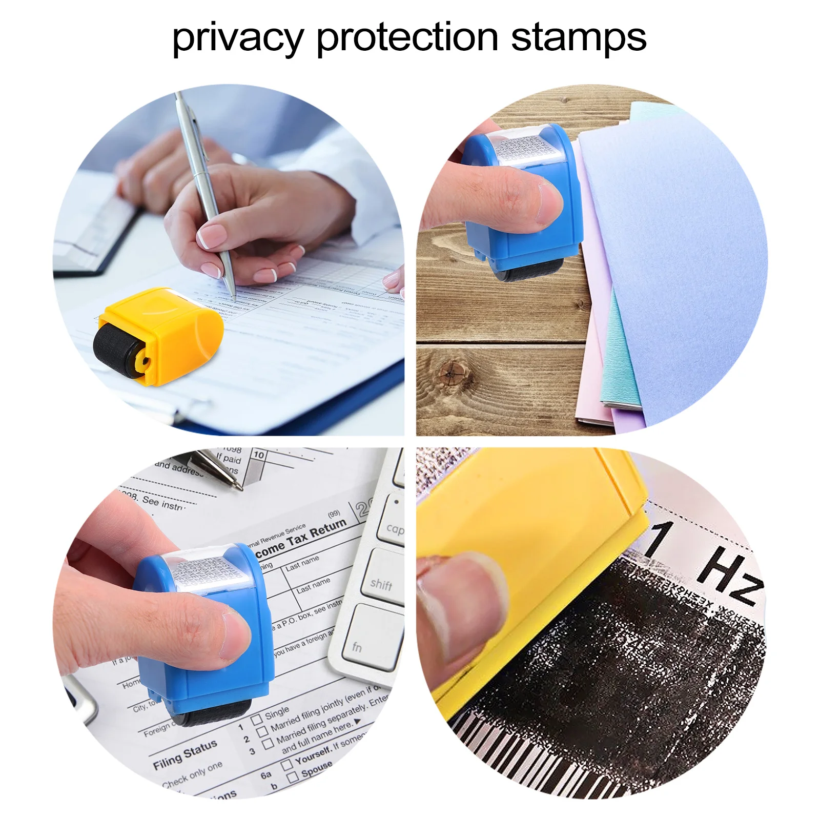 2Pcs Privacy Protection Stamps Plastic Hand-Held Identity Guard Seals for Waterproof Reusable Confidential Documents Security