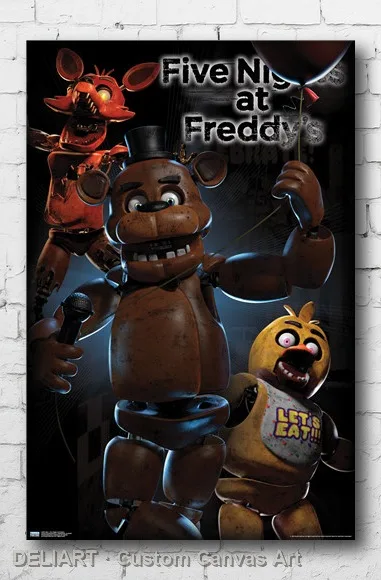 

FIVE NIGHTS AT FREDDY'S - NEON Canvas Poster Custom Size Available Room Decoration Home Decor Wall Art