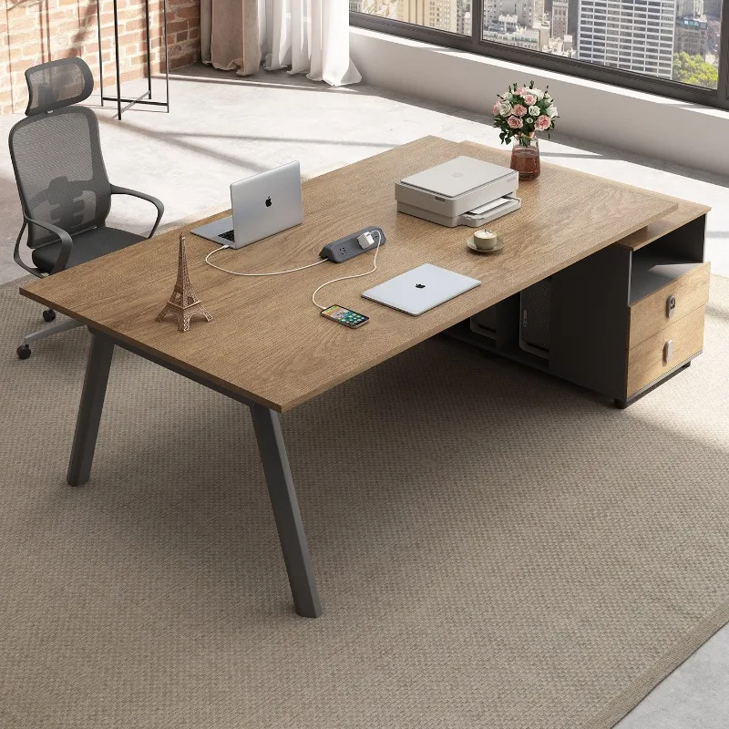 Solid wood desk double face-to-face office table and chair combination financial table simple modern boss table manager