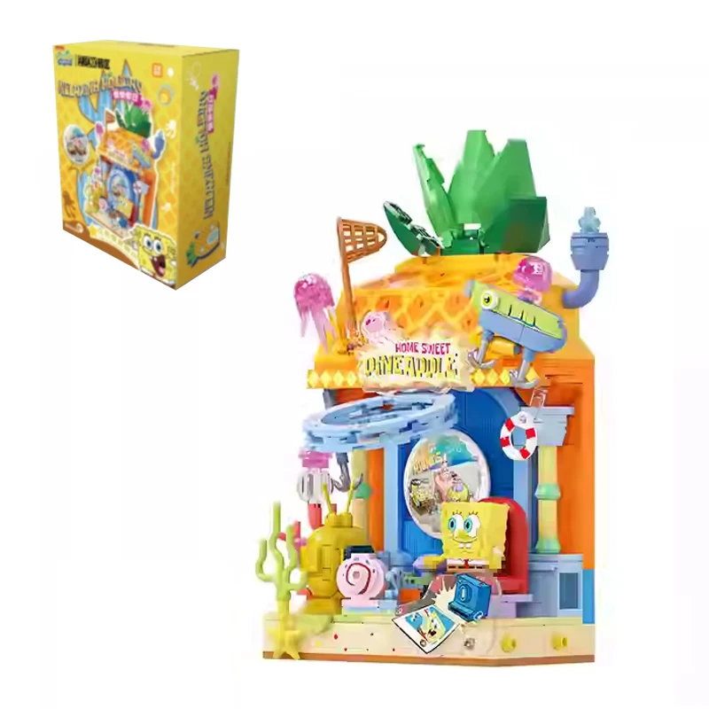 

Cartoon Anime SpongeBob SquarePants Building Blocks Squidward Pineapple House Action Figure Model Desktop Decoration Toys Gift