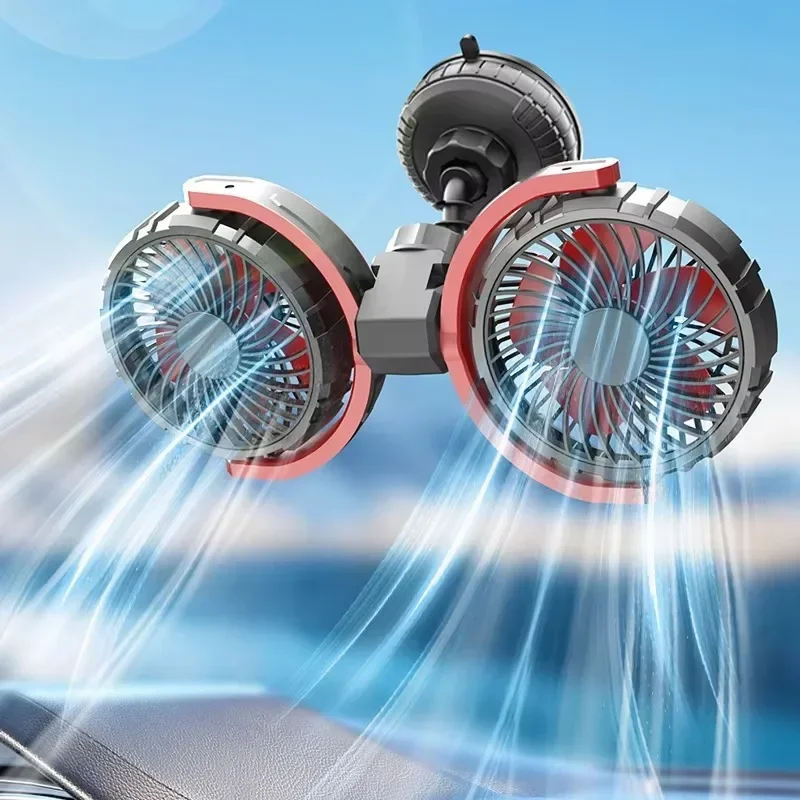 

Car Cooling Fan Double Head High Wind Power 360 Adjustable 5V12V24V Car Accessories Suitable for All Cars Models Fan