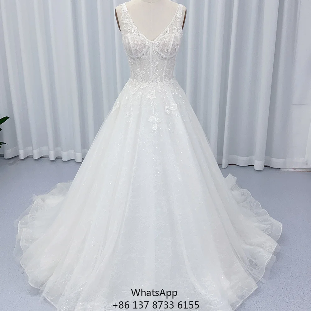 

Свадебные платья для девочек HX11 Glitter V-Neck с цветочными аппликациями