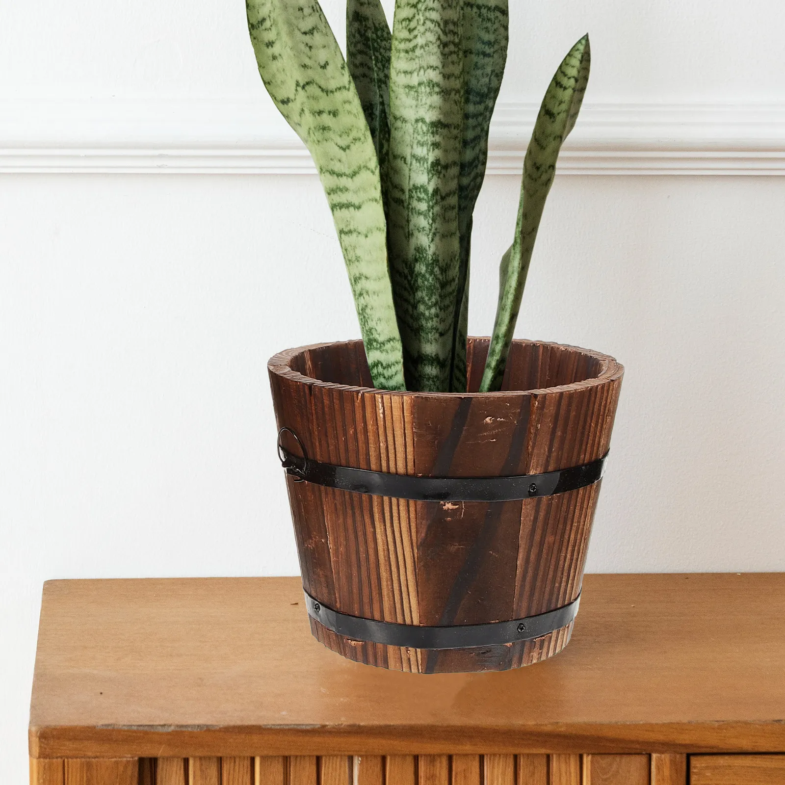3Pcs Premium Wooden Flower Pot Set Simple Elegant Succulent Planter Retro Style Multifunctional Planter for Balcony Yard Indoor