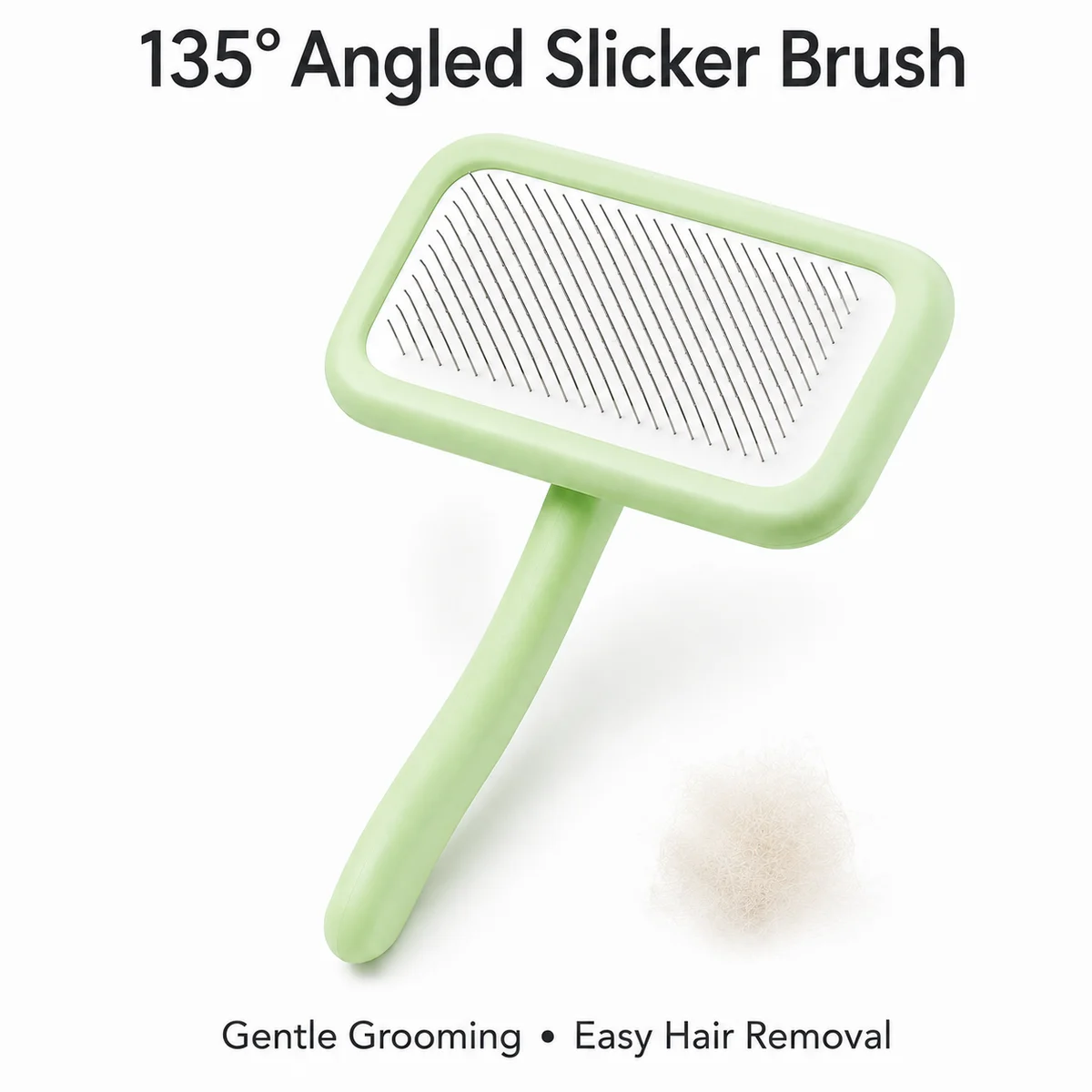 Pet Slicker Brush for Dogs Cats, 135° Angled Stainless Steel Pin Grooming Comb, Gentle Deshedding Hair Removal Tool for Pets