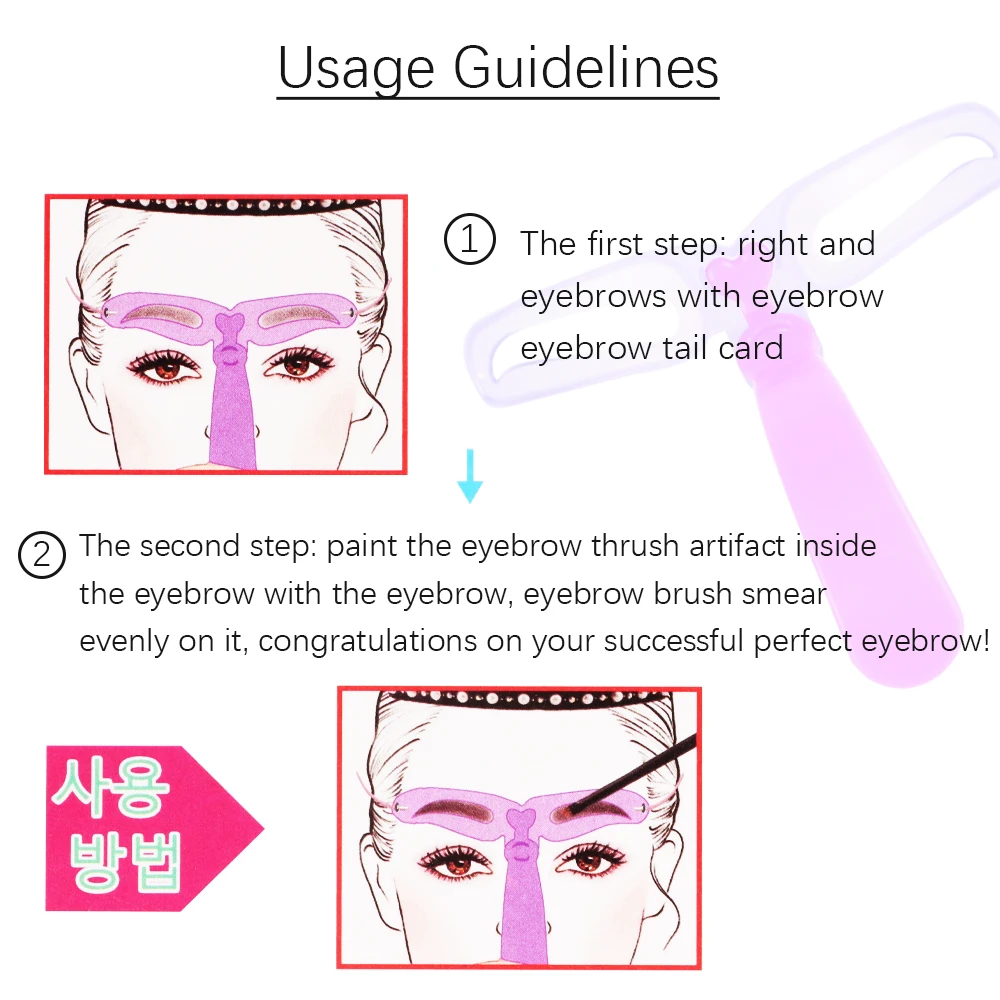 Rosa/lila Augenbrauenformungsvorlage, 4-in-1, wiederverwendbares Augenbrauenformer-Schablonen-Set für Frauen, Augenbrauen-Make-up-Zubehör, Beauty-Tool