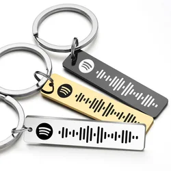 Chic Personalized Spotify Code Keychain Engraved Name Song Music Keyring Scannable Song Key Ring Chain Gift for Lover P040
