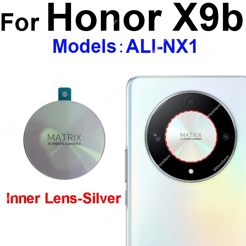 Vetro dell\'obiettivo della fotocamera posteriore per Honor X9b ALI-NX1 obiettivo in vetro della fotocamera posteriore con adesivo adesivo parti di