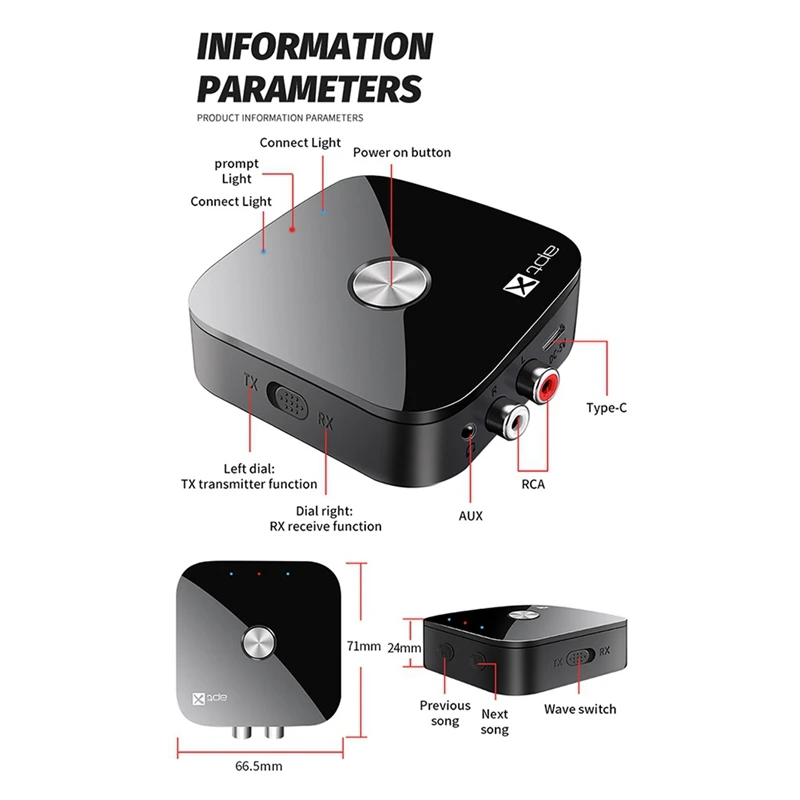 Neuer 2-in-1-Bluetooth-Empfänger und -Sender 5.4 unterstützt eins-zu-zwei Qualcomm-Chips, CSR-Audio-Konverter APTX