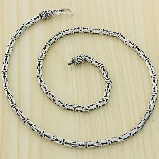 

Thai silver retro aggressive thick long sterling silver necklace Ping An Wen Chao Men's Collar Chain Handmade Personalized Jewel