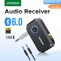 Receptor UGREEN Bluetooth 6,0 con LDAC, adaptador de audio inalámbrico de alta resolución Receptor auxiliar de 3,5 mm para parlantes/altoparadores con cable/estéreo