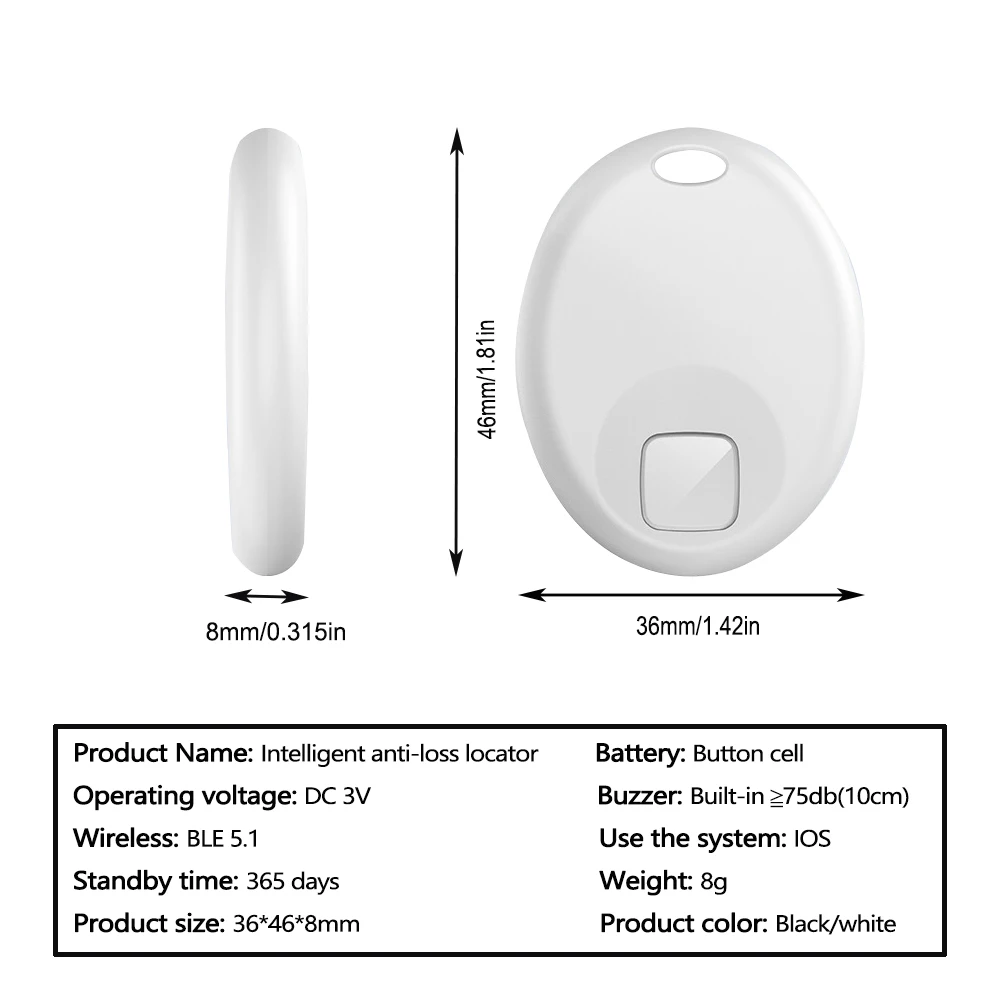 ใหม่สมาร์ทมินิ Apple Anti-lose อุปกรณ์ Bluetooth Pet Tracker Smart anti-lose locator, Apple Find Me (IOS), ค้นหาคีย์, martlugga