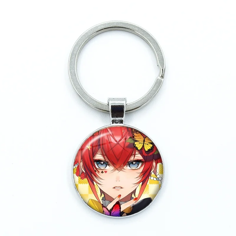 Game Anime T-Twisted W-Wonderland Riddle Rosehearts Manga Schlüsselanhänger aus Glas, Schlüsselring, Taschen- und Autoschlüsselhalter, Schmuckgeschenke
