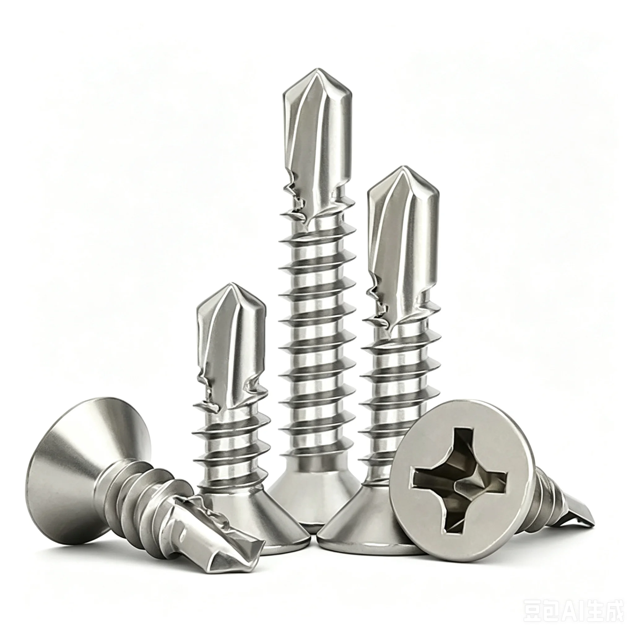 410 Stainless Steel Countersunk Self-Drilling Screws, Cross Flat Head Self-Tapping Self-Drilling Screws for Colored Steel Tiles, M4.2 M4.8