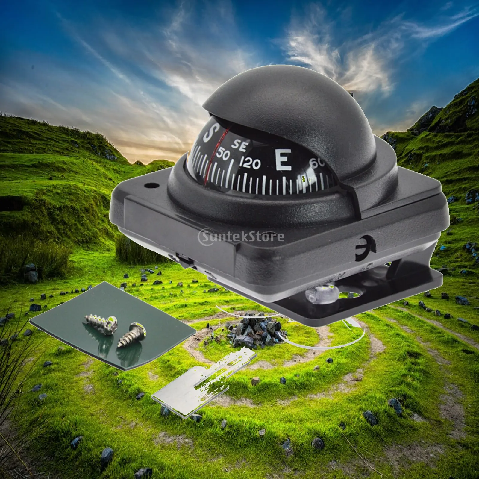Vehicle Marine Compass Versatile Car and Boat Compass Adjustable Base for Stable Mounting Direction Guidance Tool