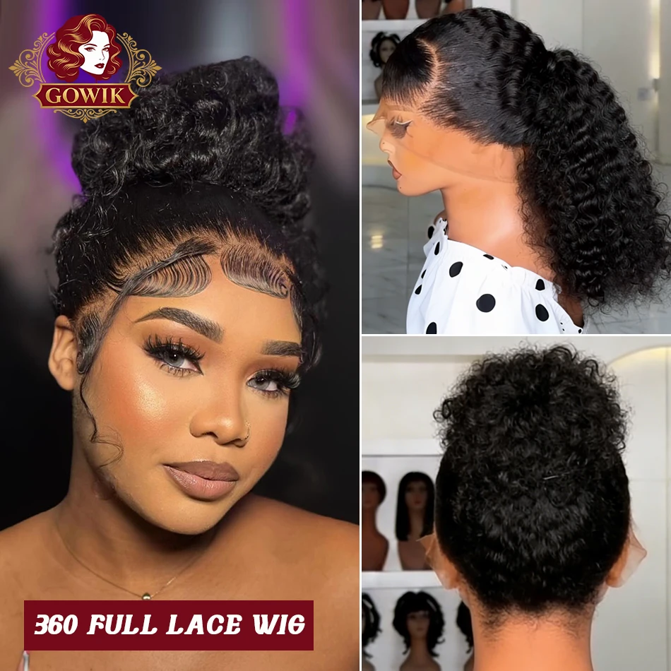 

Hidden Strap 360 HD Lace Front Wigs Human Hair Deep Wave Glueless Wigs Pre Plucked Pre Cut Bleached Tiny Knots 220 Density