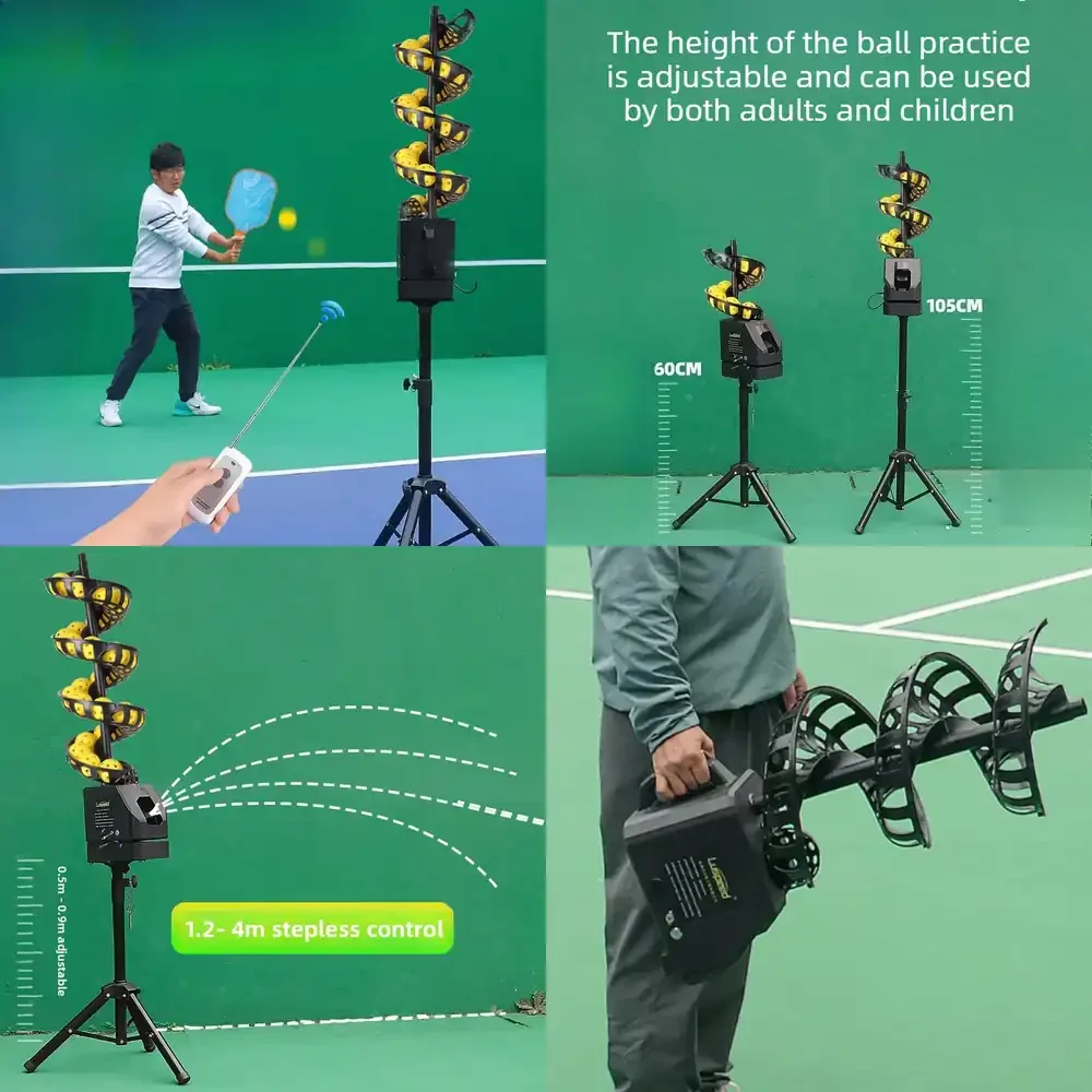WAP01  Adjustable Pickleball Throwing Machine Beginner Practice Tennis Ball Machine Lightweight Balls Trainer Portable Sports
