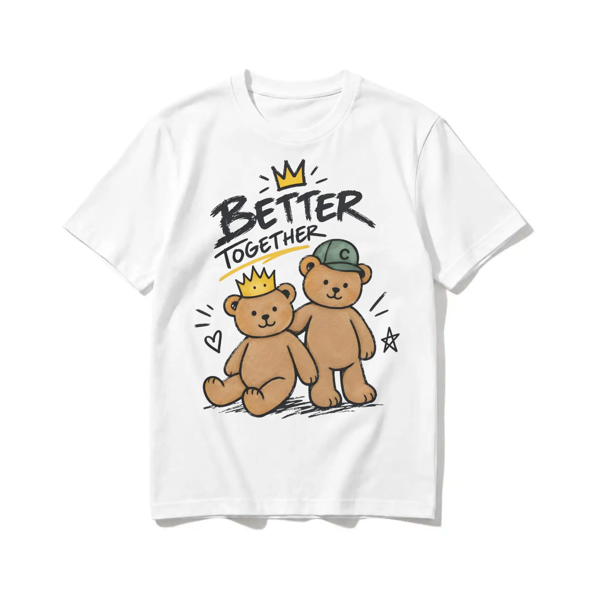 Bncmap Bear Together Brooke & Connor T-Shirt for Men Women  Fun Cotton Tees Round Neck Short Sleeve T Shirts Printed Clothing