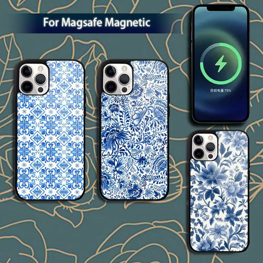 

Blue and White P-Porcelain Phone Case For iPhone 17,16,15,14,13,12,11,Pro,Max,Plus,Mini,Magsafe,Magnetic Wireless Charging Case