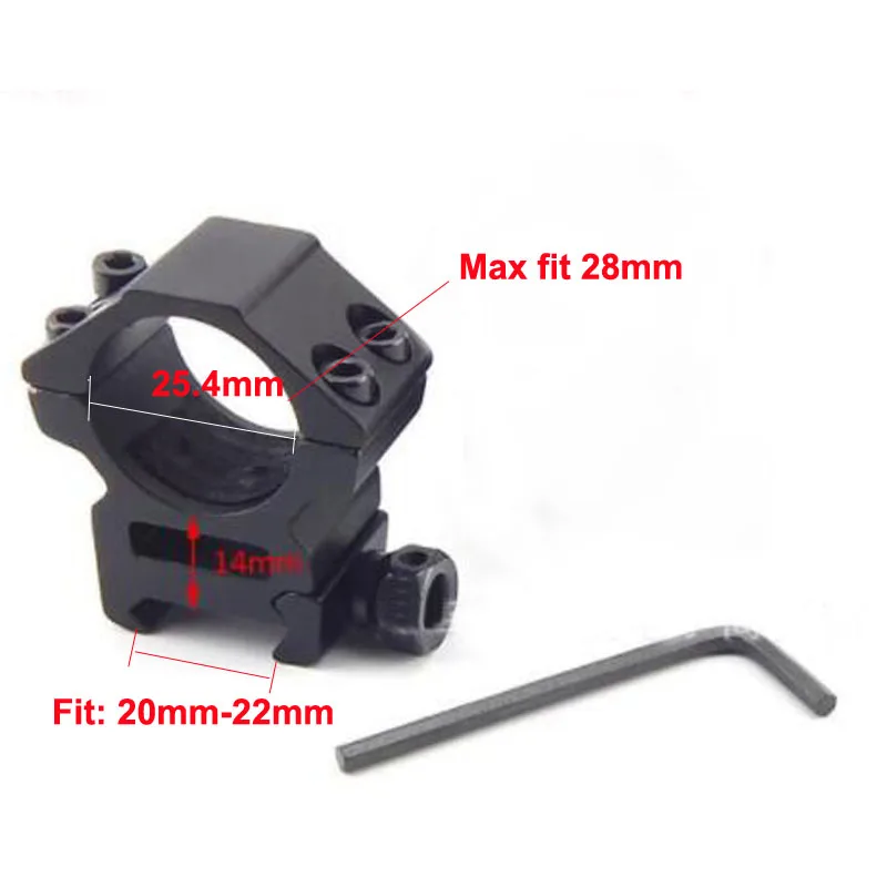 Pair Rifle Scope Mounting Ring Flashlight Dovetail Picatinny Rail Base Fixed Aluminium Stop Pin Hunting Diameter Range 25-28mm