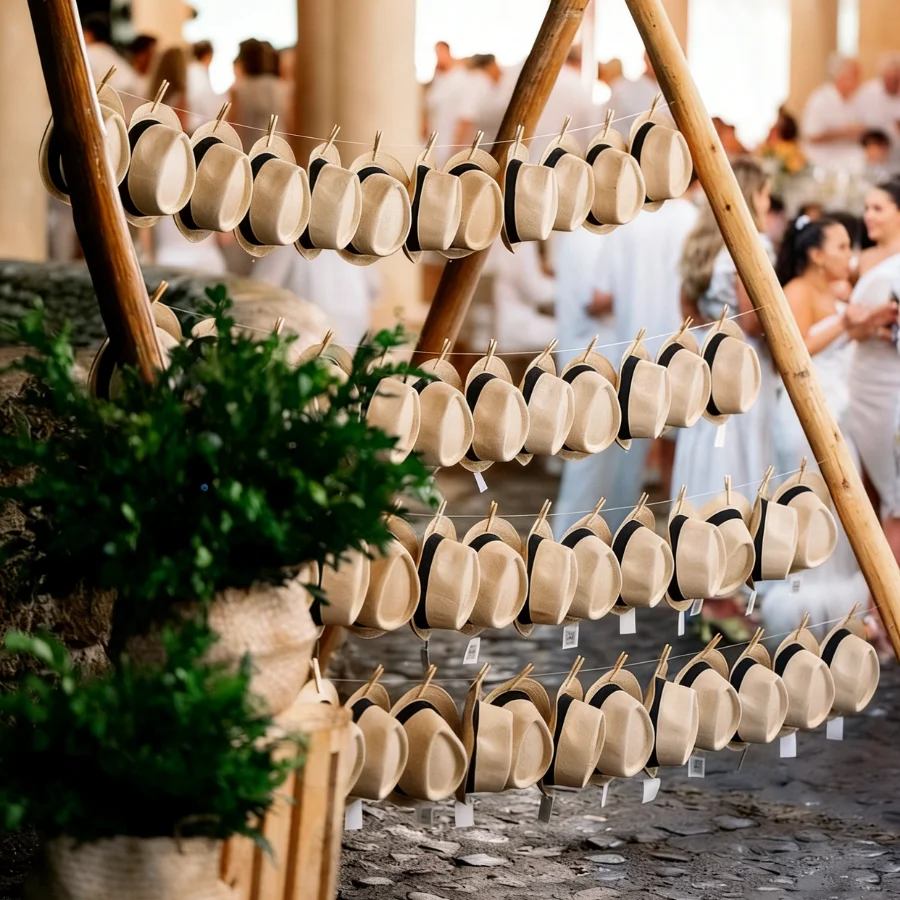 6-48PACK Wedding Straw Fedora Hats for Men Short Brim Panama Hat for Birthday Party Wedding Celebration 58cm view 3