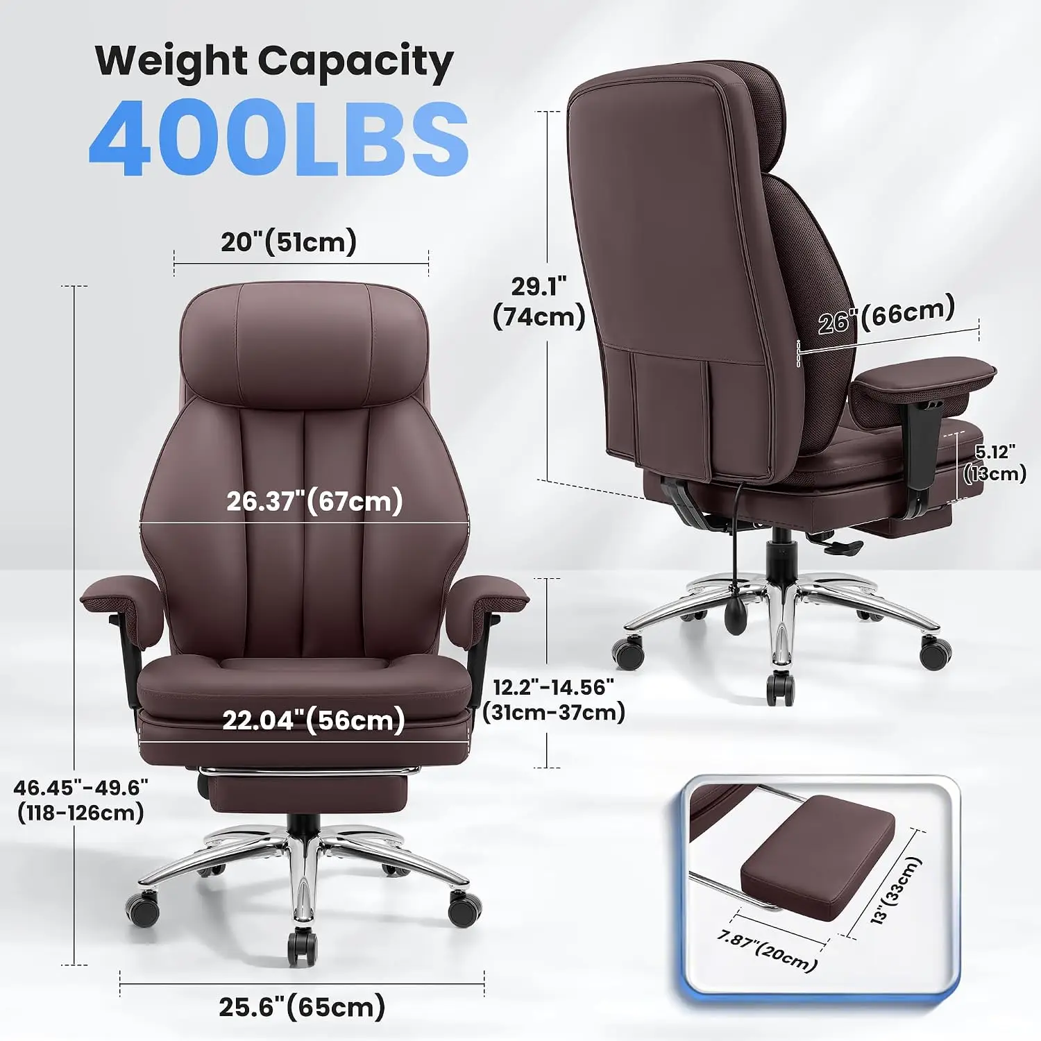 BestGlory Big and Tall Office Chair with Lumbar Support, Executive Leather Computer Desk Chair, Heavy Duty Comfortable Gaming Ch