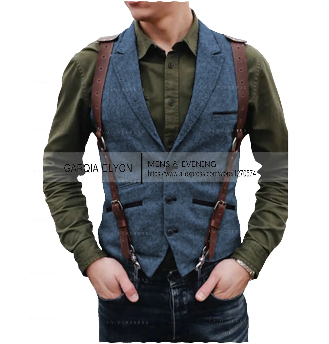 Mens Suit Vest Lapel Neck Wool Brown Waistcoat Casual Formal Double-breasted Business Slim Fit Vest Groomman For Wedding