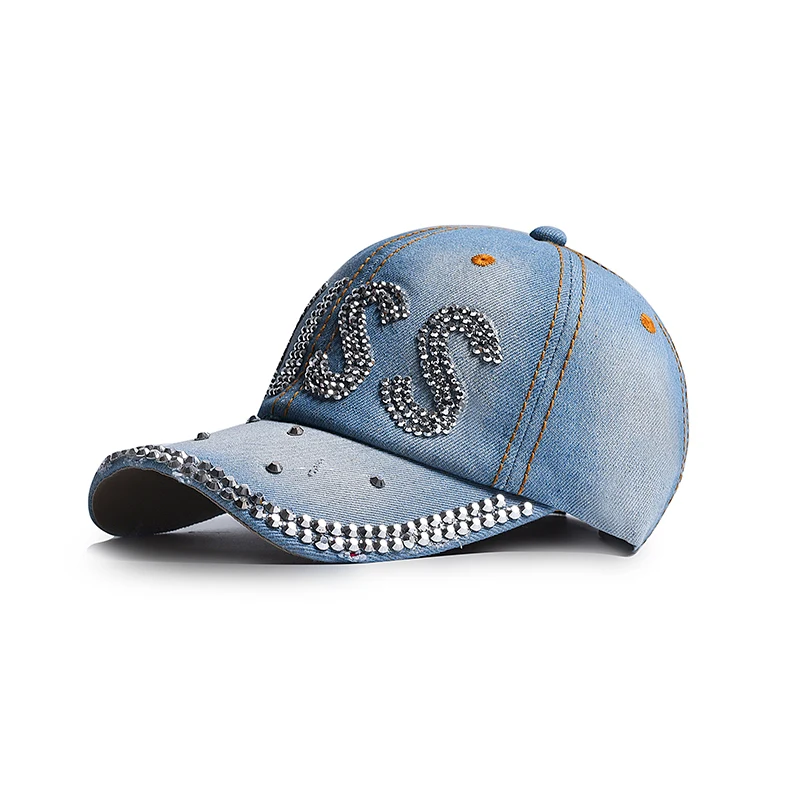 Sequins Baseball Cap Rhinestone Letter Women Spring Summer Sun Hat Outdoor Korean Cowboy Visor Cap Female New