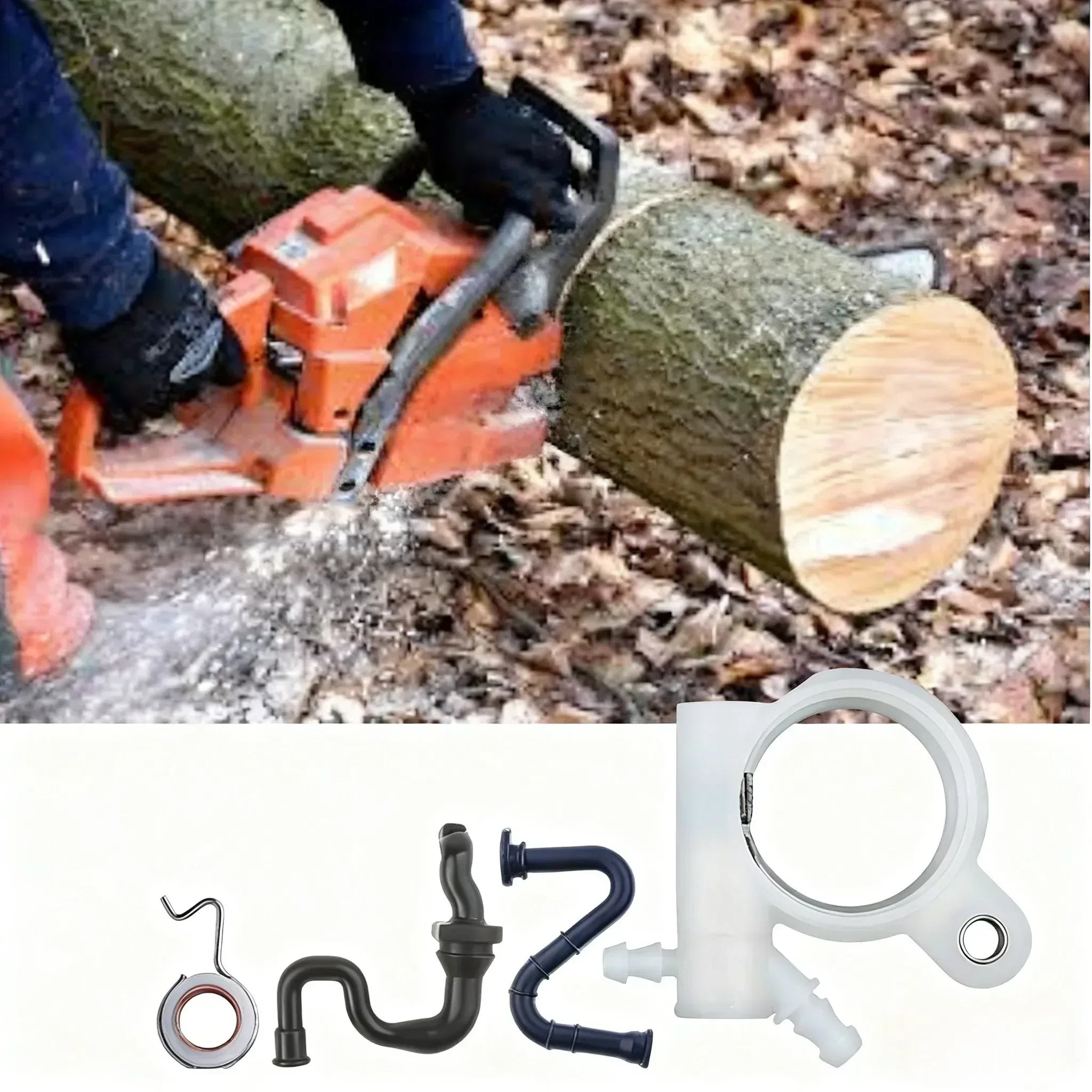 MS251 MS231 Parts White Oil Pump Hose Kit Plastic Material Easy Installation Improves Oil Flow For Chainsaw Repair