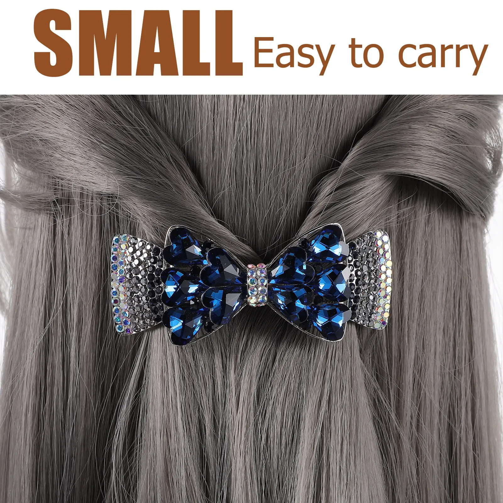 

Sparkly Rhinestone Barrette Jeweled Metal Clip For Women Bridal Wedding Party Formal Occasions Thick Hair Styling Accessory Hair
