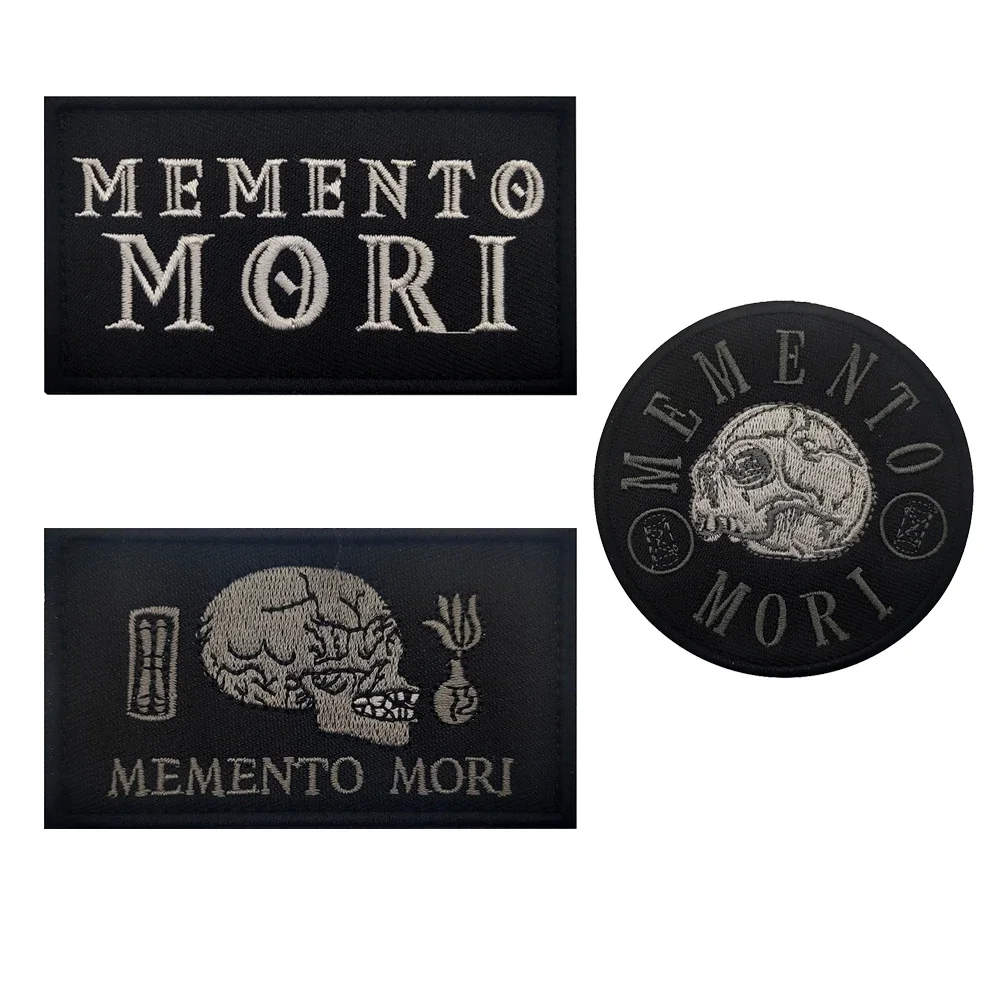 MEMENTO MORI Black Color Embroidery Skull Head Durable Fabric Cloth Fix Patch To Decorate Military Armbrand Uniforms