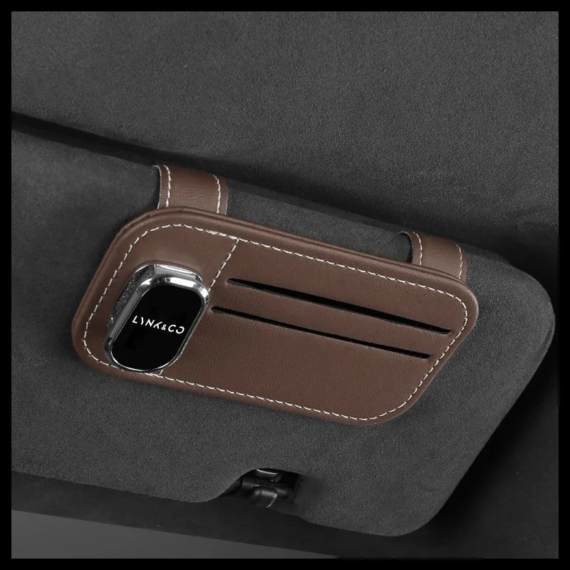 

For LYNK&CO 03+ PHEV 05 09 PHEV MHEV 01 02 06 Car Accessories Car Logo Sunglasses Holder Leather Clip Card Ticket Holder Clip