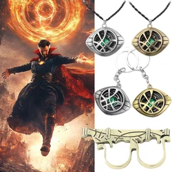 Superhero Doctor Strange Time Stone Cosplay Accessory Necklace Mravel Fan Boy Metal Ring Accessory Keychain Birthday Gift
