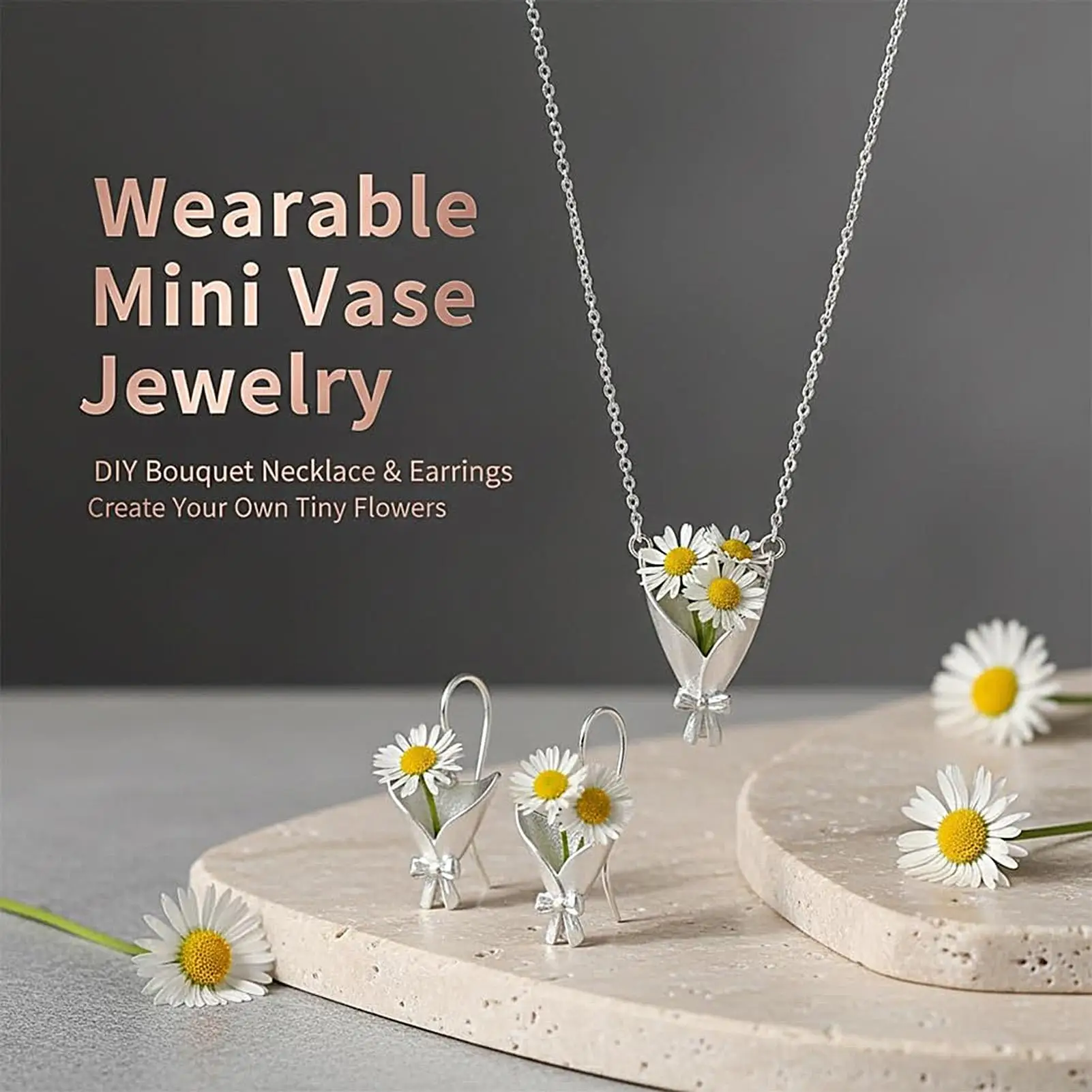 Vase Necklace Fashion Neck Jewelry DIY Flower Vase Earrings for Women Girls Ladies Mothers Girlfriends Wives Holiday Birthday