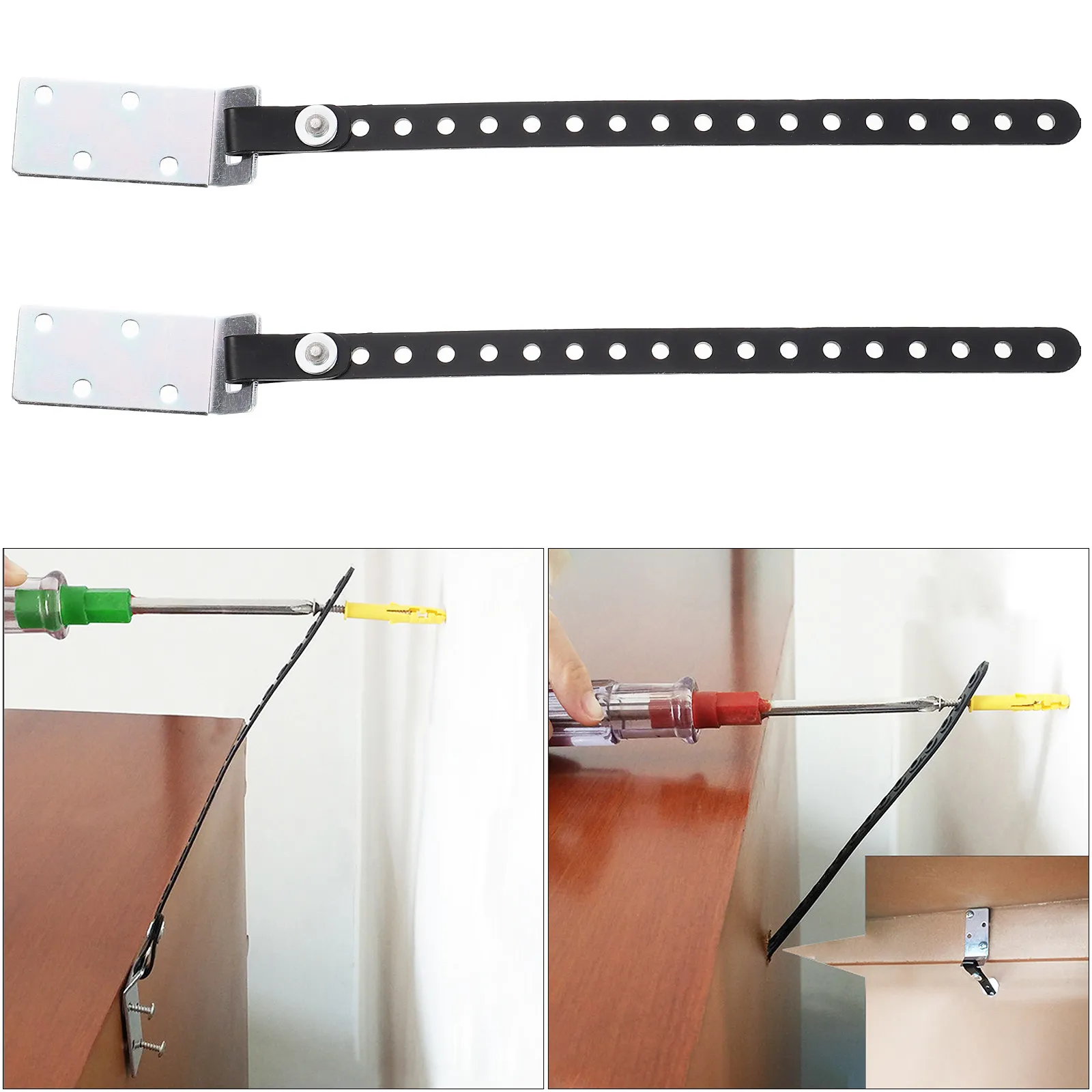

2Pcs Anti-Tip Straps Baby Proof Furniture Safety Straps Adjustable Wall Anchors Secure Heavy Furniture Bookshelf Dresser Safety