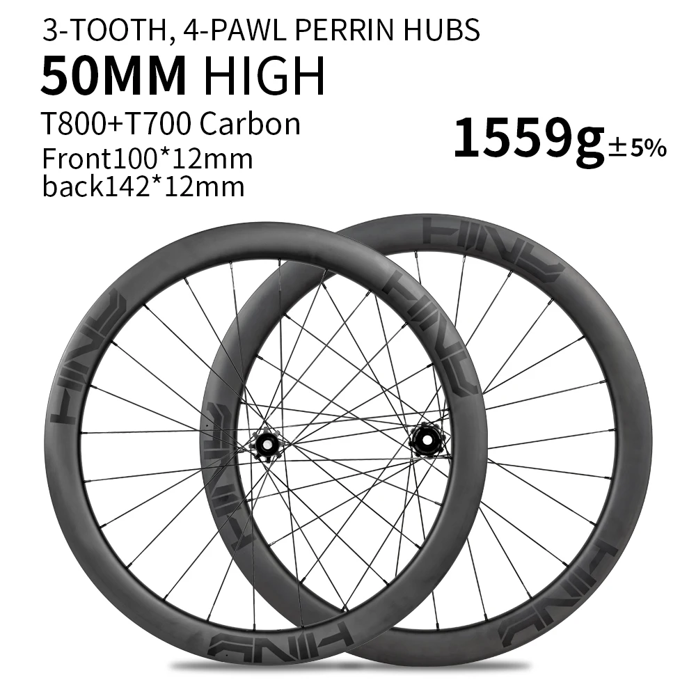 HINY Carbon Wheels 50MM Height 24 Holes HG/XDR 1.6KG  24 Holes Tubeless Tyres Carbon Fiber Wheels Winter Cycling Accessories