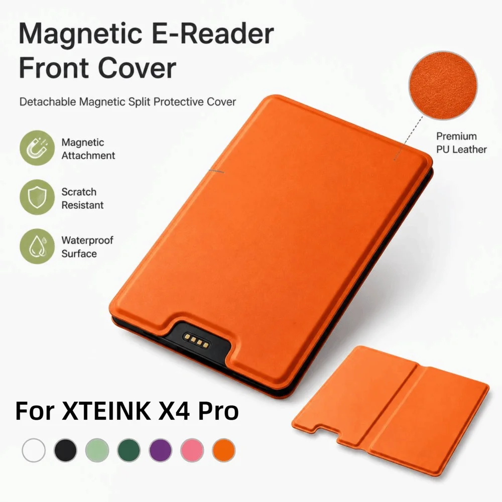 PU Leather Surface Protective Cover Detachable Magnetic Split Scratch Resistant & Waterproof Protective Shell for XTEINK X4 Pro