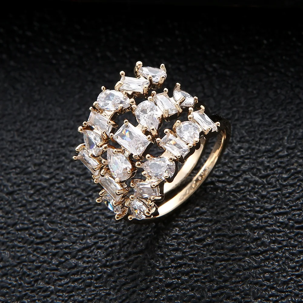 Модные трехслойные циркониевые кольца на палец, белая фотоблестящая кольцо с фианитом для женщин, бижутерия, подарок, оптовая продажа