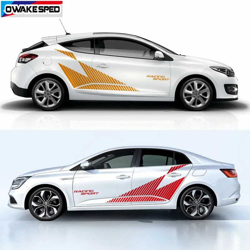 Both Side Racing Sport Stripes Car Body Door Decor Vinyl Decal For-Renault  Trophy 3-5 doors Design Sticker Accessories