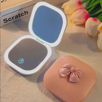 Double Sided LED Makeup Mirror 1X/3X Touch Switch Travel Cosmetic Mirrors Dimmable Portable Pocket Mirror with Light Office