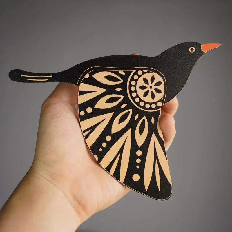 5Pcs Wooden Bird Wall Decor Hollow Out Bird Sculpture Art Vintage Decor Living Room Kitchen Wall