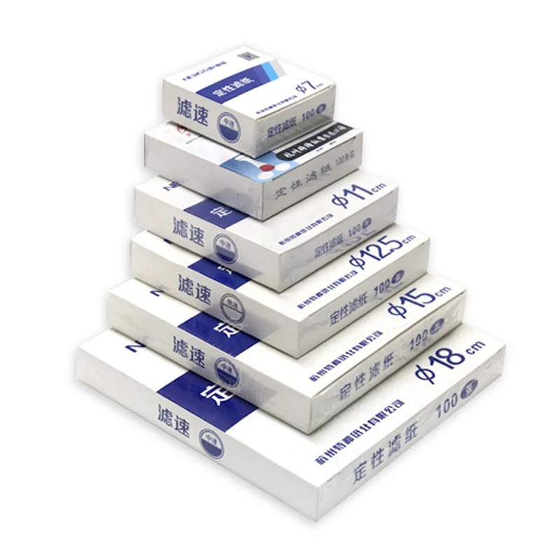 100Pcs/pack Fast/Medium/Slow speed qualitative filter paper for lab funnel use Dia 7/9/11/12.5/15/18cm