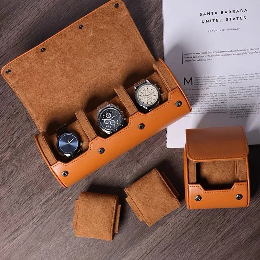 Estuche de viaje para rollo de reloj, organizador de caja de reloj para hombres con 1/2/3 ranuras, almacenamiento de exhibición de reloj, rollos de reloj portátiles, fundas de cuero PU