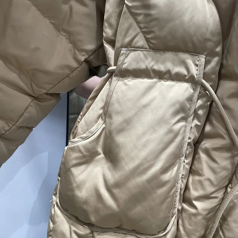 المرأة الأبيض بطة أسفل الرباط أبلى الشتاء منتصف طول كبير الفراء طوق وشاح أسفل سترة الإناث الدانتيل يصل باركر مبطن سترة