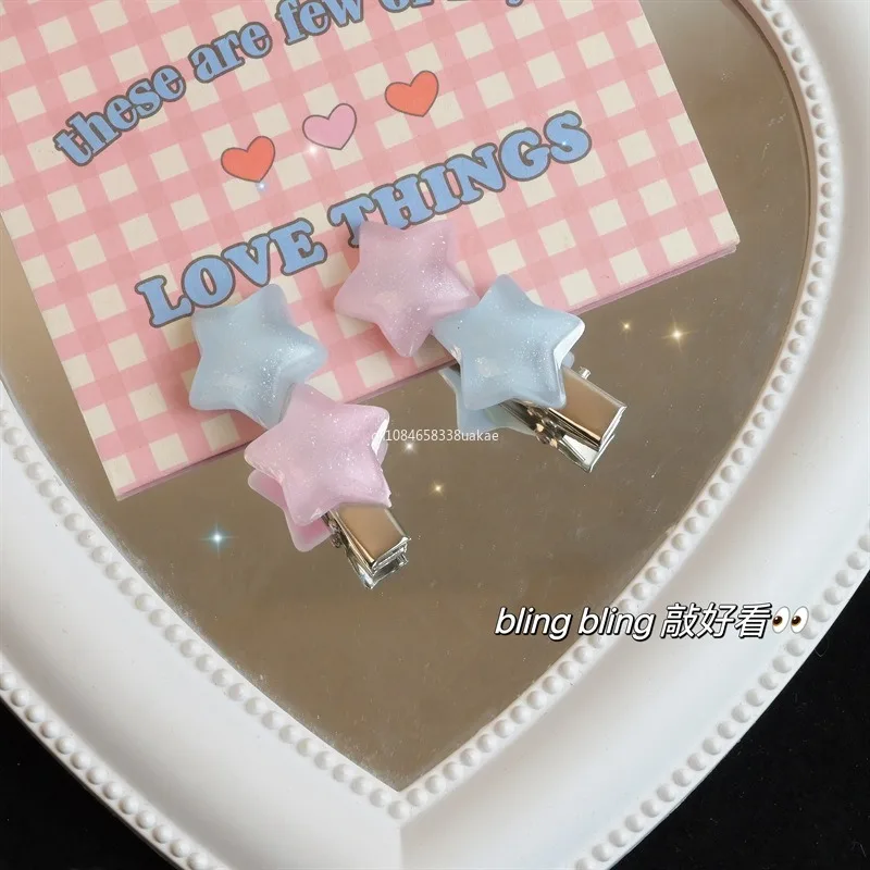 1pcs Sweet Cute Star Hairpin Lovely Pentagram Hair Clip Duck Beak Clip Side Bang Clips for Girls Y2K Hair Accessories 집게핀 헤어핀