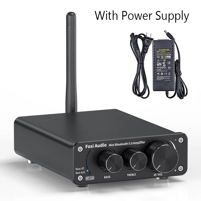 Fosi Audio BT10A Mini-Bluetooth-Verstärker, 2-Kanal-Verstärker für Heimlautsprecher, Höhen- und Bässe, HiFi-Stereo-Sound-Verstärker, 50 W x 2